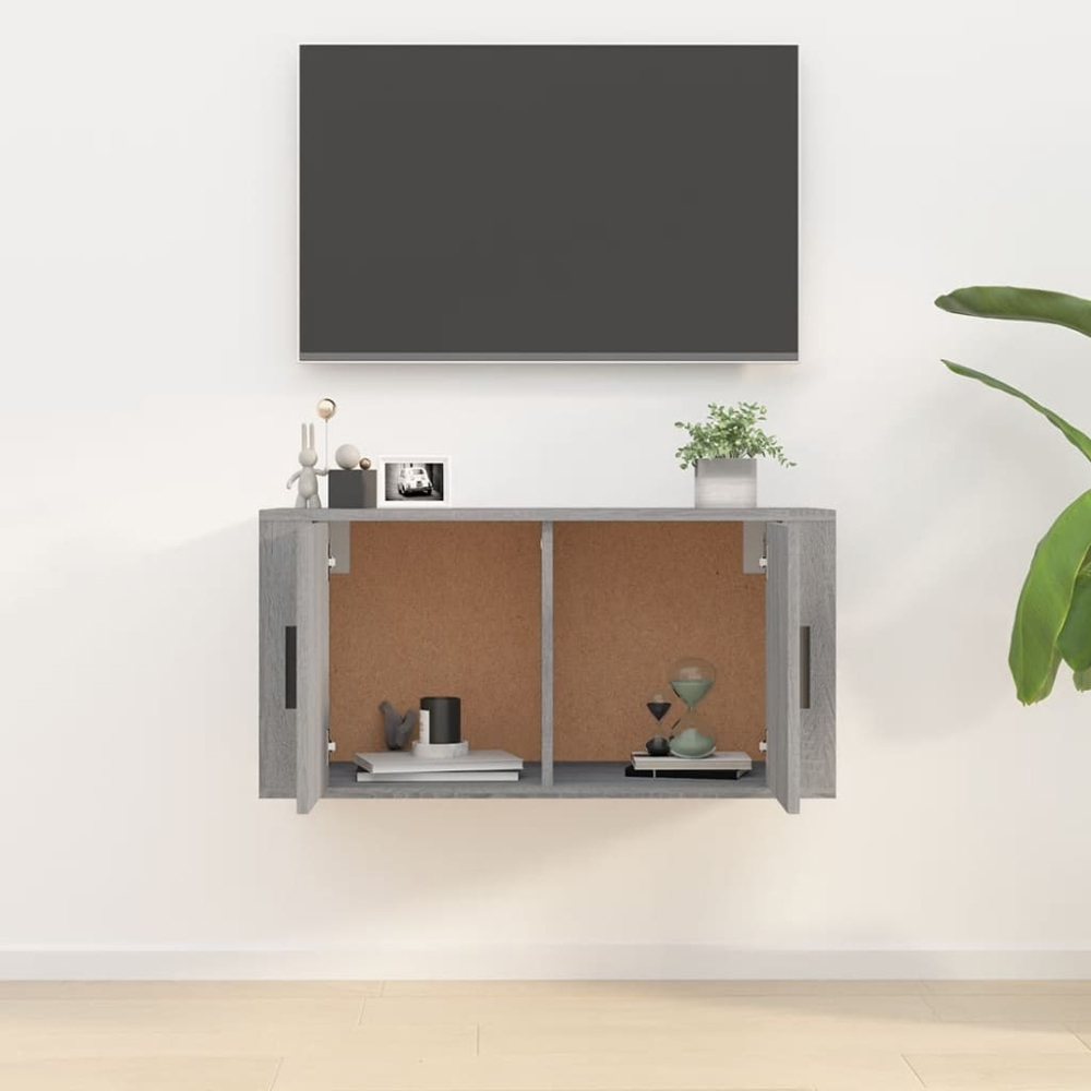 vidaXL 2 Door Grey Sonoma Wall Mounted TV Cabinet Image 9