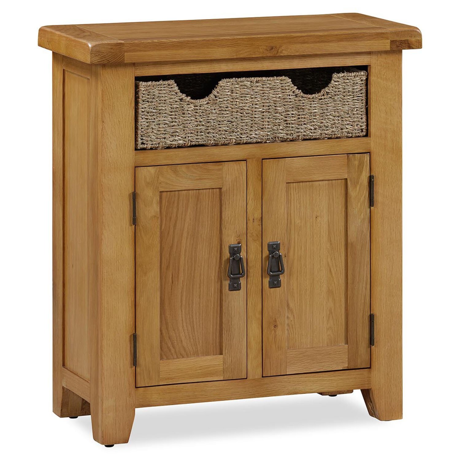 Kinsale 2 Door Single Drawer Basket Oak Mini Sideboard Image 2