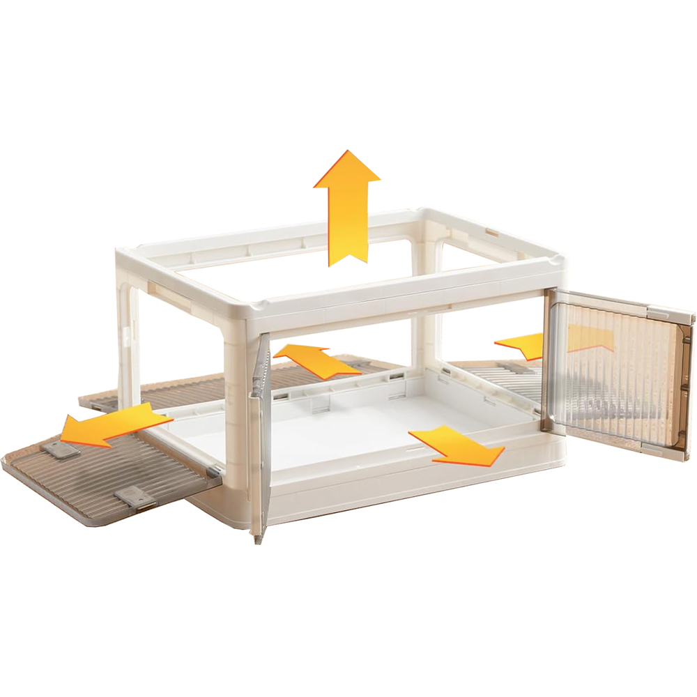 Sewing Online YN8885-WHITE 40L 5 Door White Plastic Stackable Storage Box with Wheels Image 2