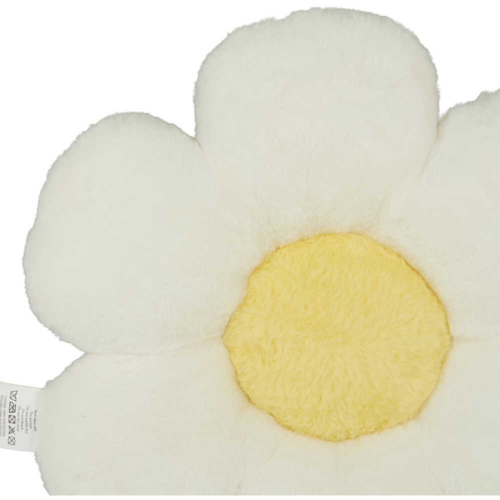 Daisy Flower Fur Cushion White Image 3