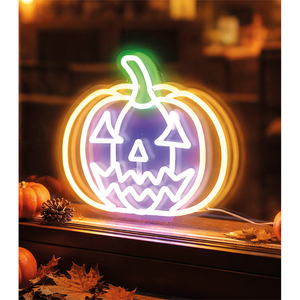 FXLab Pumpkin Silhouette Neon Light Indoor Halloween Decoration 26.1 x 24.8cm Image 2