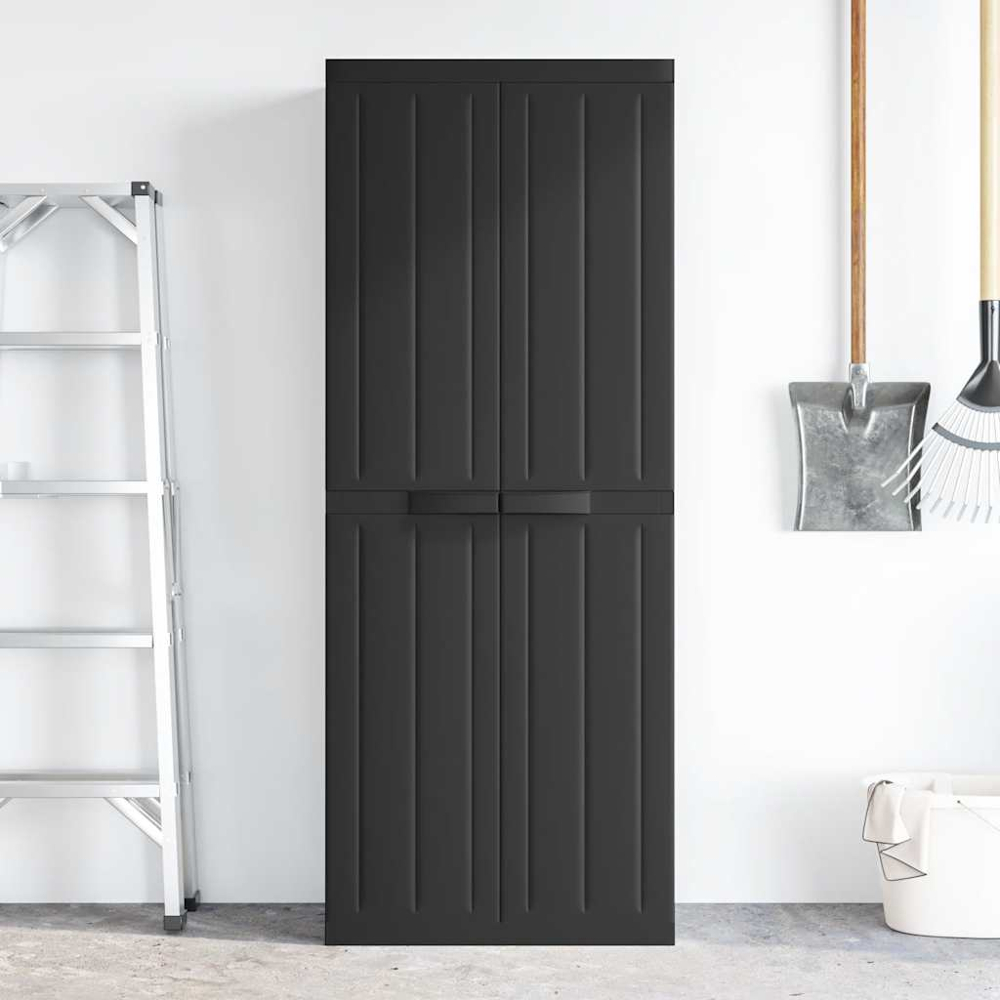 vidaXL 2 Door Black Outdoor Storage Cabinet Image 3