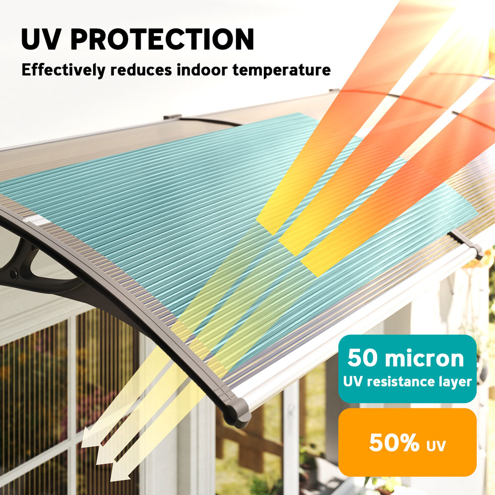 Outsunny Brown Window and Door Canopy Awning 3.03 x 0.96m Image 5