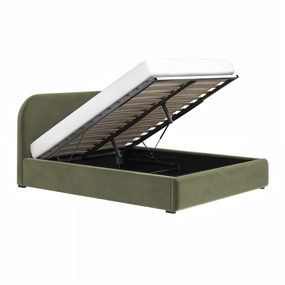 Flair Alba Double Khaki Velvet Ottoman Bed Image 3