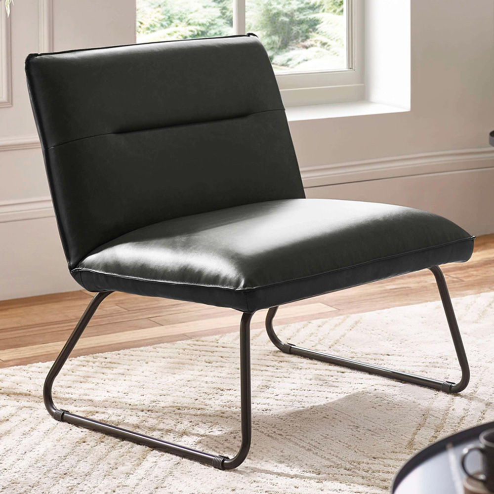 Julian Bowen Saxon Black Faux Leather Lounge Chair Image 1