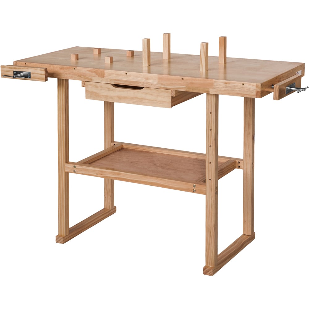 tectake Single Drawer and Shelf Woodworking Bench Image 2
