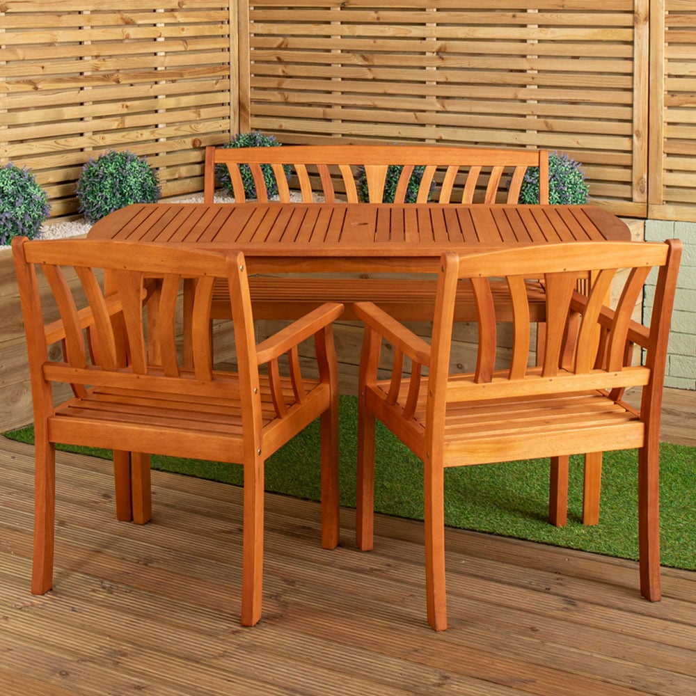 Samuel Alexander 4 Seater Wooden Garden Dining Bench Set Image 1
