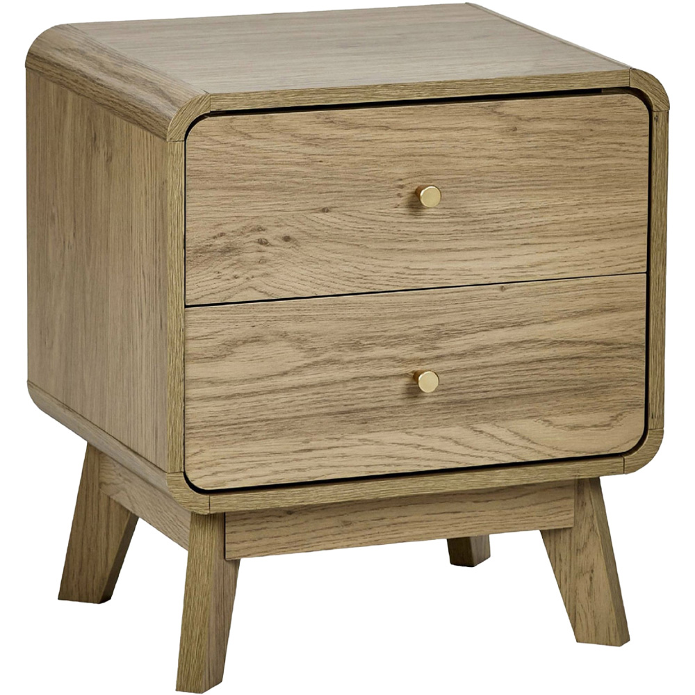 Julian Bowen Ingrid 2 Drawer Oak Bedside Table Image 2