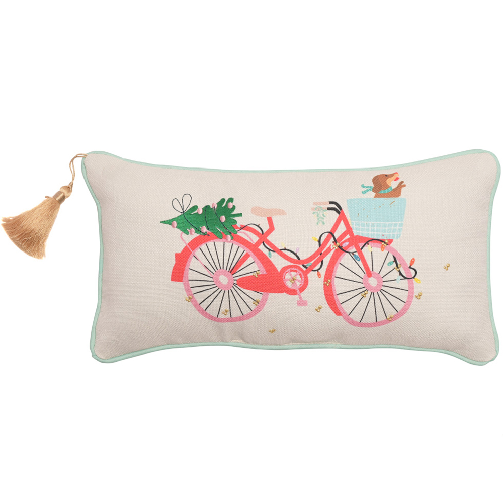 The Christmas Gift Co Red Christmas Bike Cushion Image 1