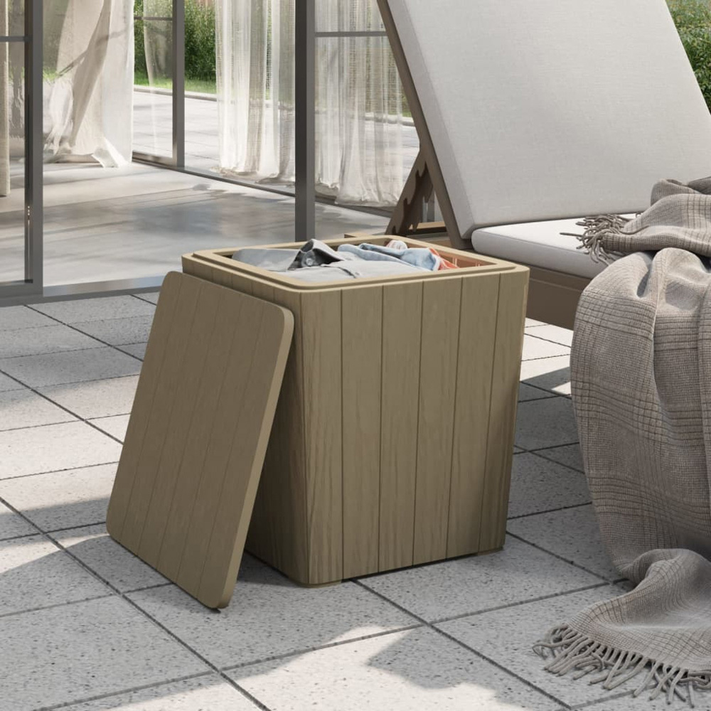vidaXL Brown Garden Side Table with Storage and Removable Lid Image 5