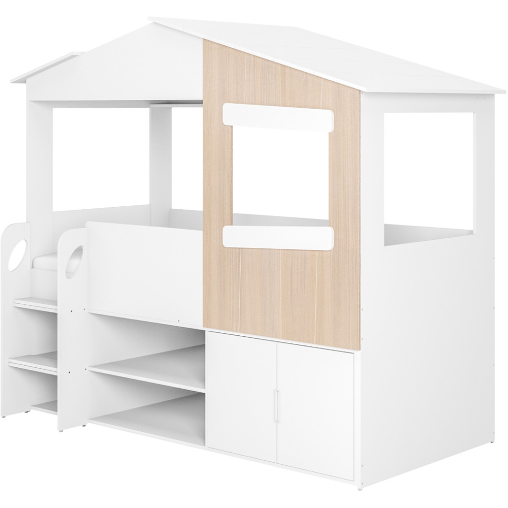 Flair Dreamland White and Oak Play House Bed Frame with Storage Image 2