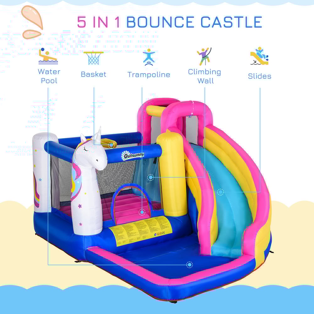 Outsunny 5 in 1 Unicorn Style Bouncy Castle with Blower Image 4
