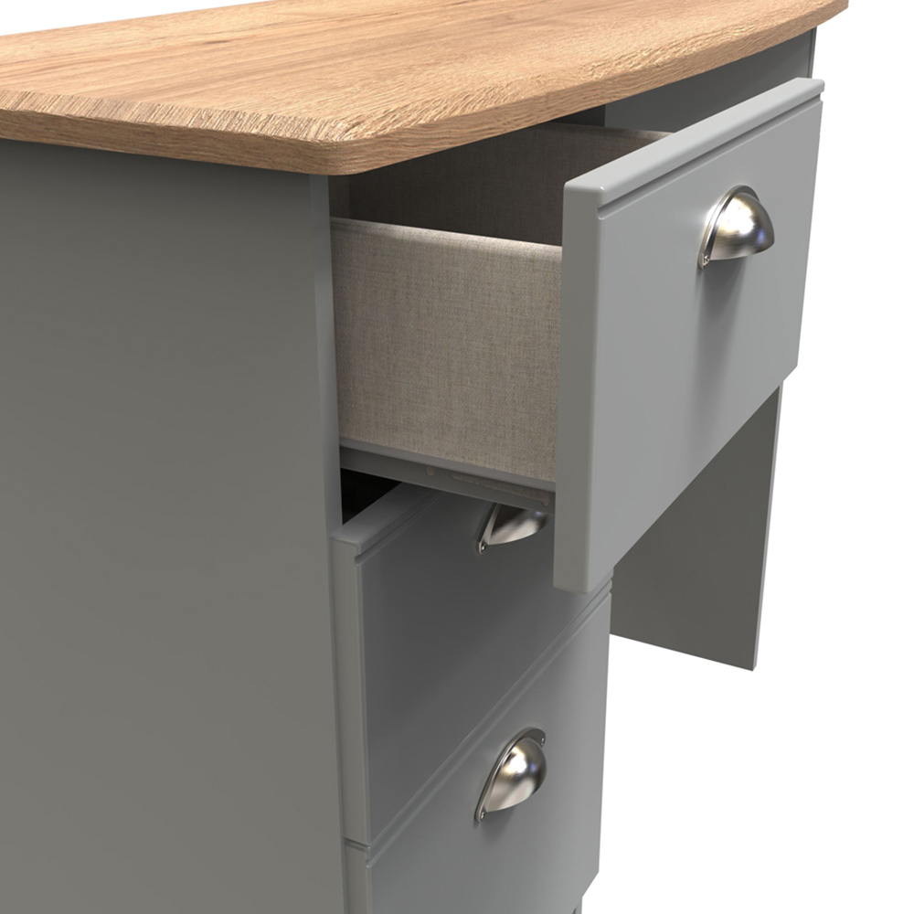 Crowndale Victoria 3 Drawer Dusk Grey and Oak Computer Desk Image 6