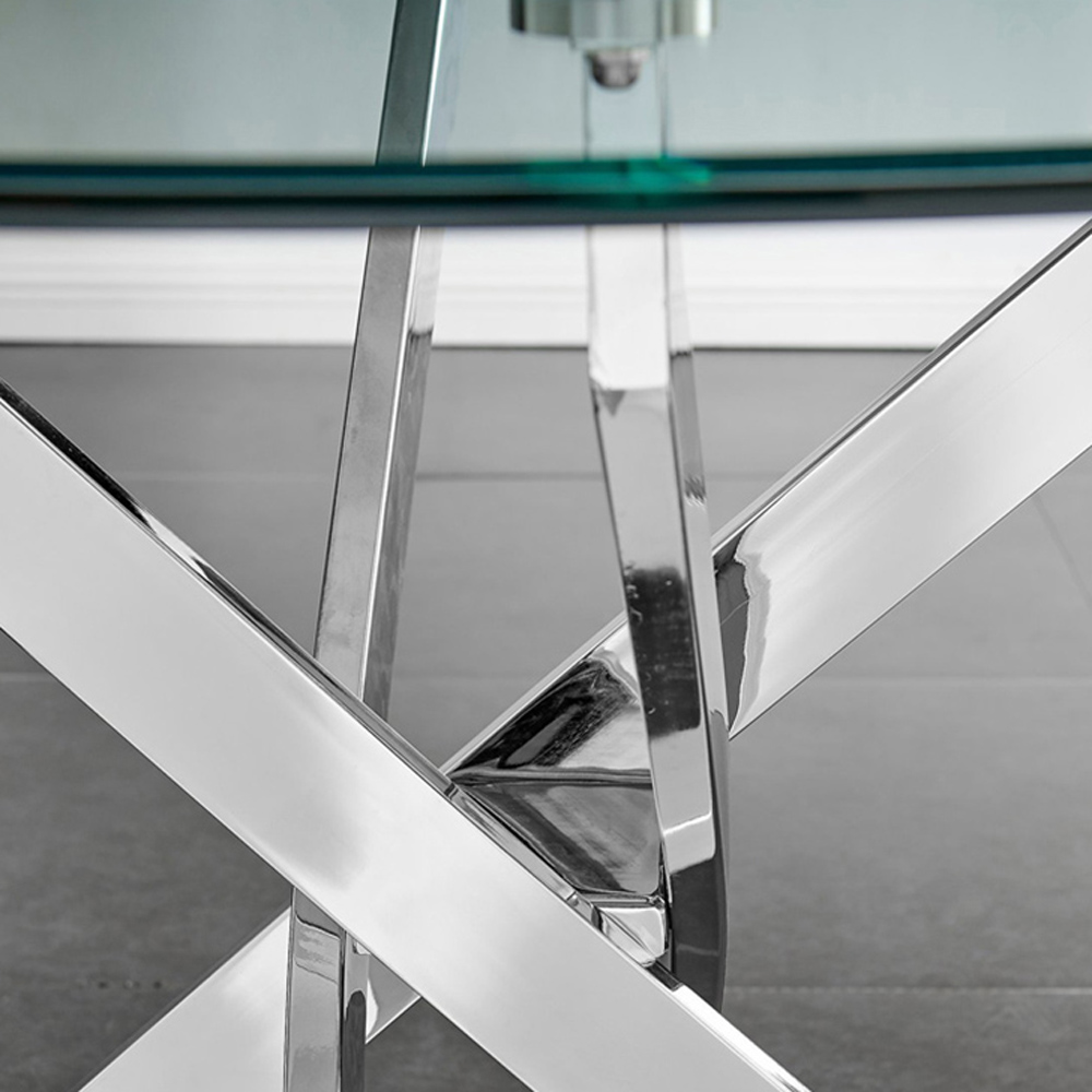 Furniturebox Arona Valera 6 Seater Round Dining Set Grey and Chrome Image 5