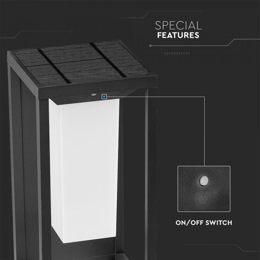 V-TAC Grey Warm White LED Solar Wall Light Image 6