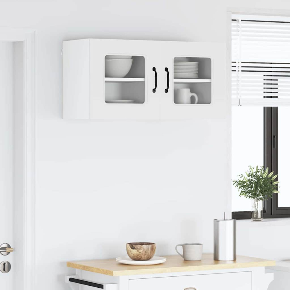 vidaXL Kalmar Single Glass Door White Wall Mounted Kitchen Cabinet Image 9