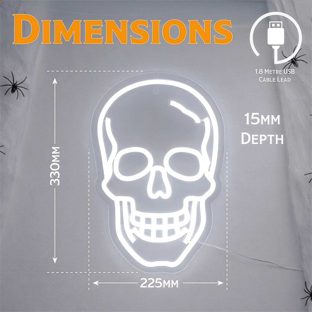 FXLab Skull Silhouette Neon Light Halloween Decoration 33.1 x 1.5 x 22.6cm Image 8