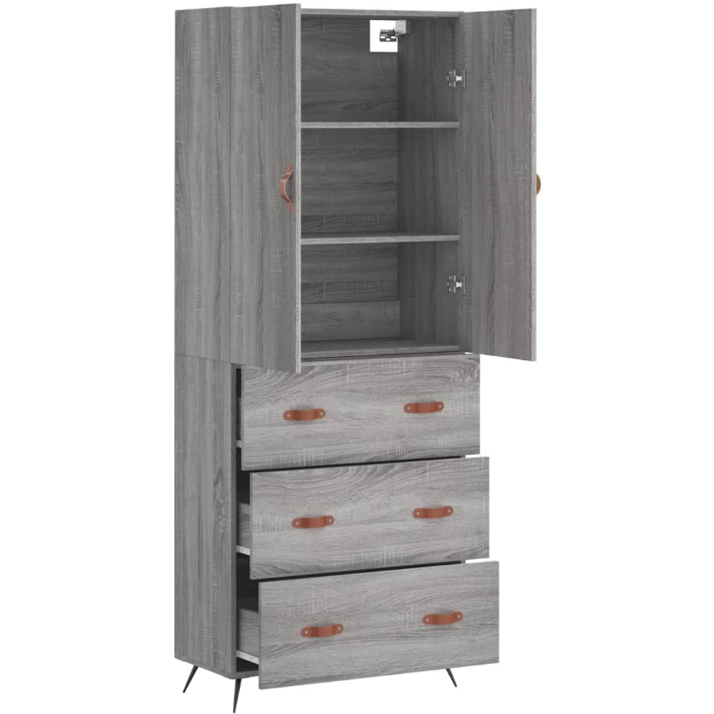 vidaXL 2 Door 3 Drawer Grey Sonoma Tall Highboard Image 4