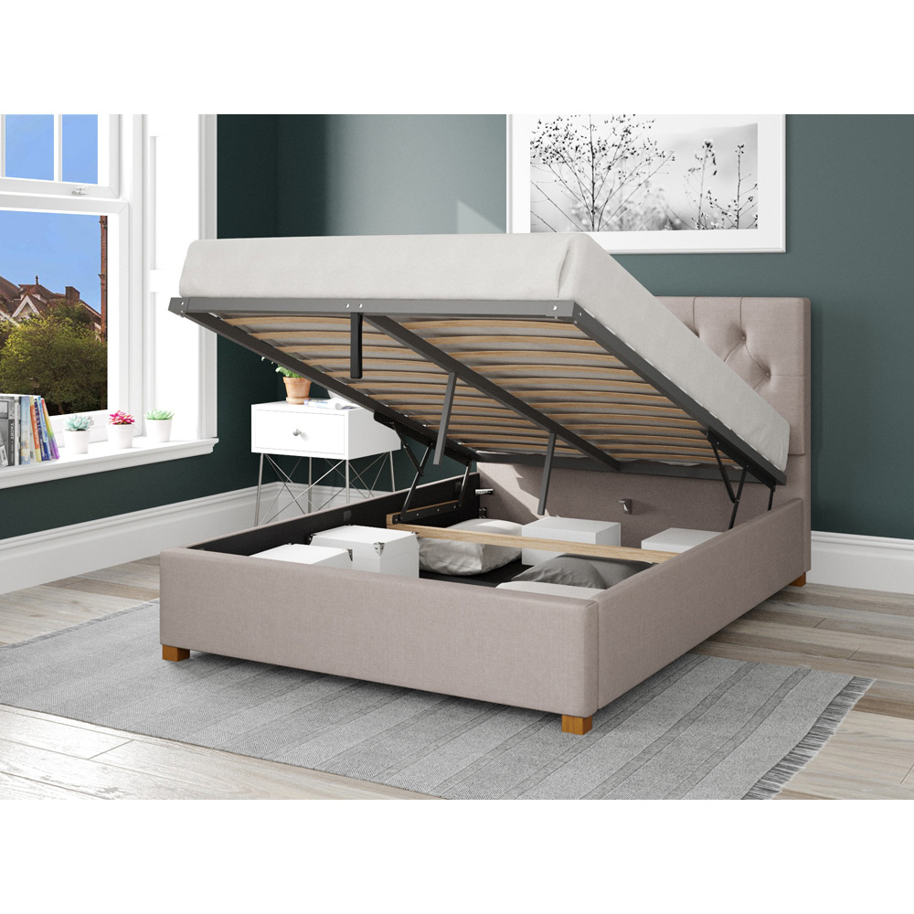 Aspire Olivier Single Off White Eire Linen Ottoman Bed Image 2