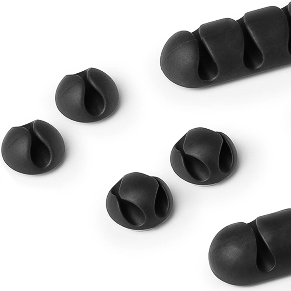 Durable CAVOLINE Assorted Dark Grey Cable Management Desk Tidy Clip 7 Pack Image 2