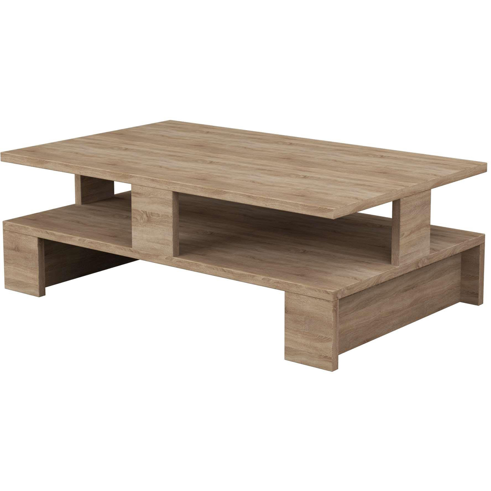 Decortie Mansu Single Shelf Oak Modern Coffee Table Image 2