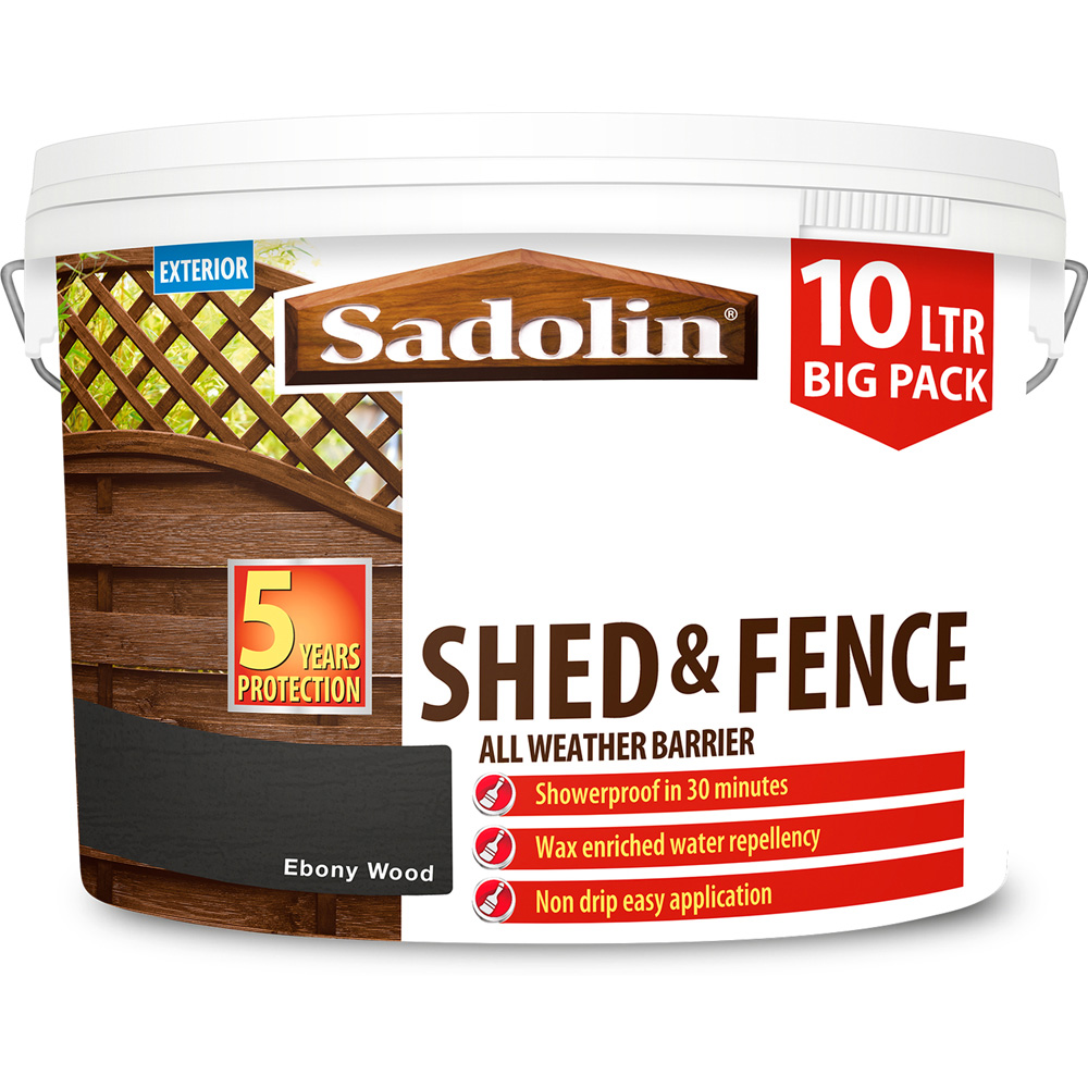 Sadolin Shed and Fence Protection Woodstain - Ebony Wood / 10l Image 2