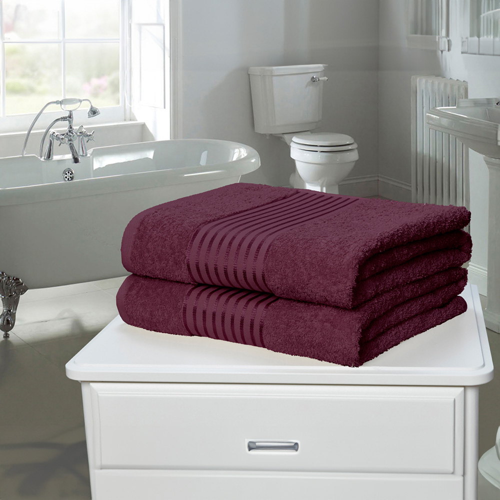 Rapport Home Windsor Pure Cotton Purple Bath Sheet Set of 2 Image 2