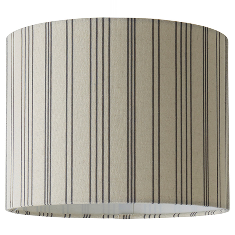 ValueLights Hallie Natural Linen Stripe Detail Small Drum Ceiling Pendant Lamp Shade Image 1