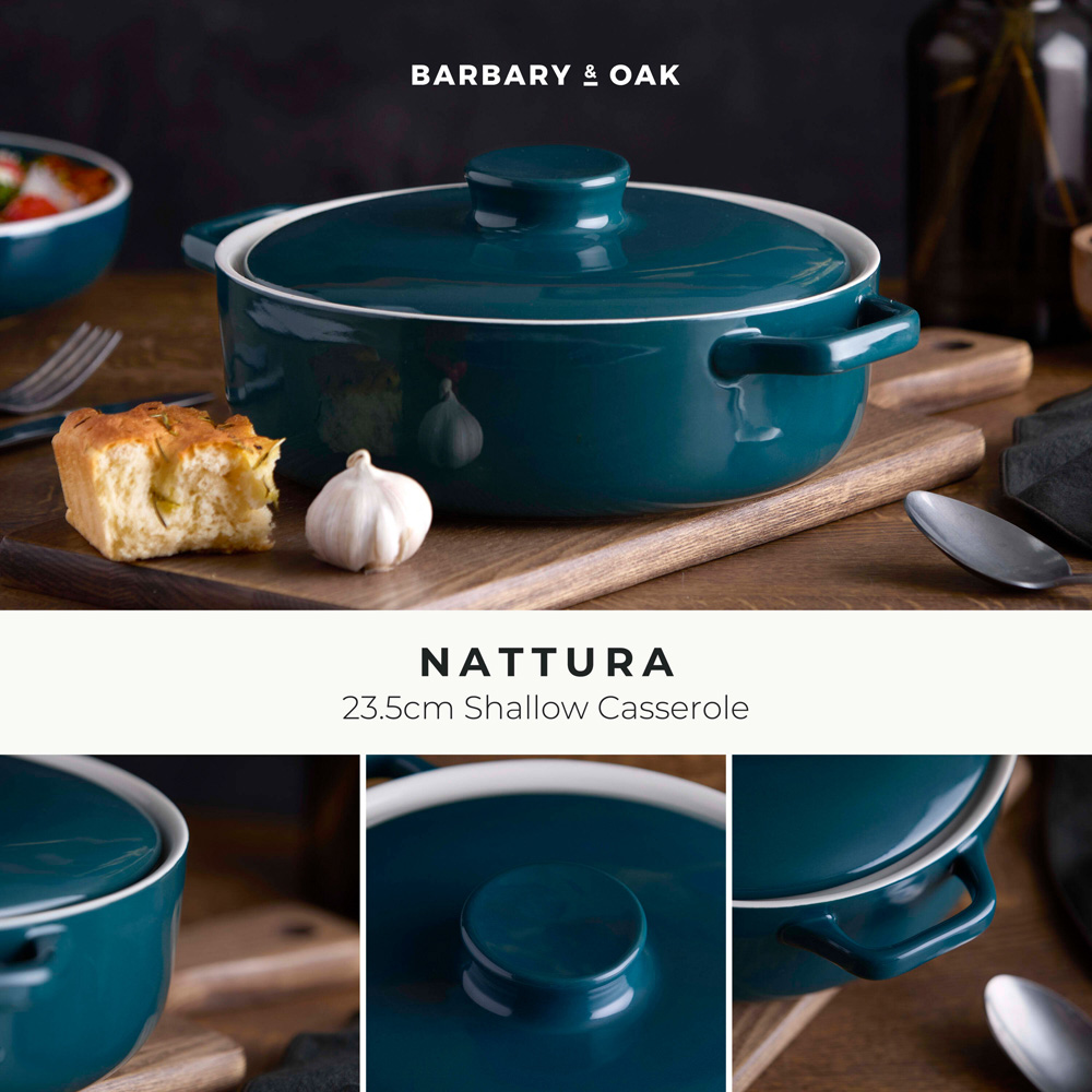 Barbary & Oak Nattura 23.5cm Agave Cast Iron Shallow Casserole with Lid Image 2
