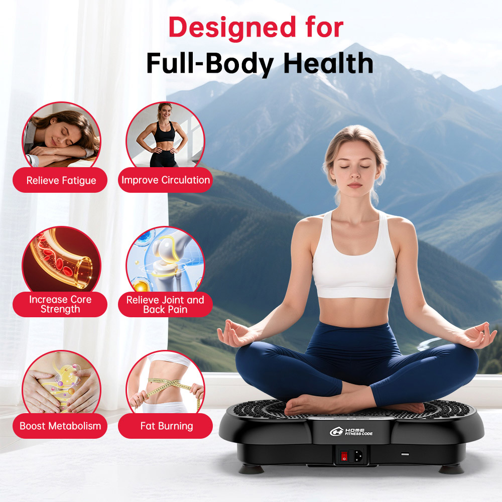 Rattrix Black Vibration Plate Exercise Machine with Bluetooth Speaker and Resistance Bands Image 7