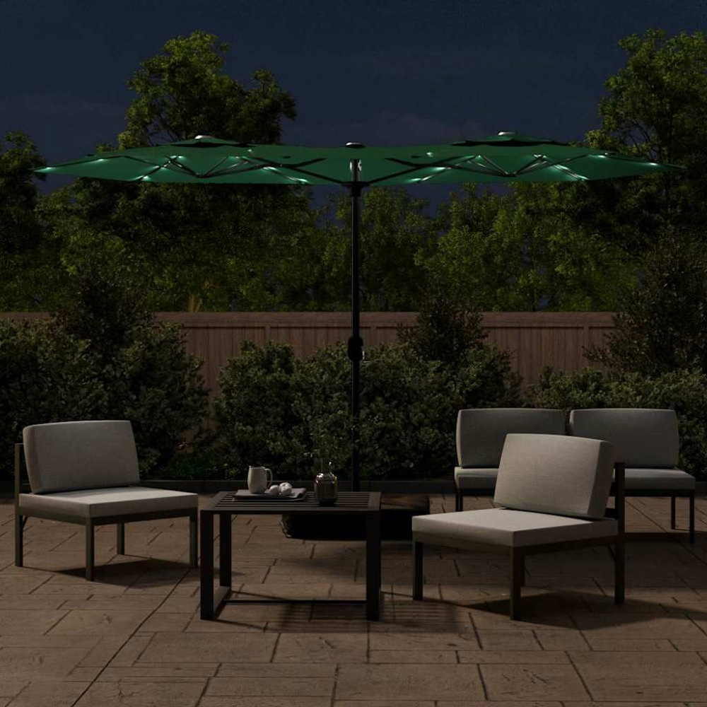 vidaXL Green LED Double Head Parasol 3 x 1.4m Image 2