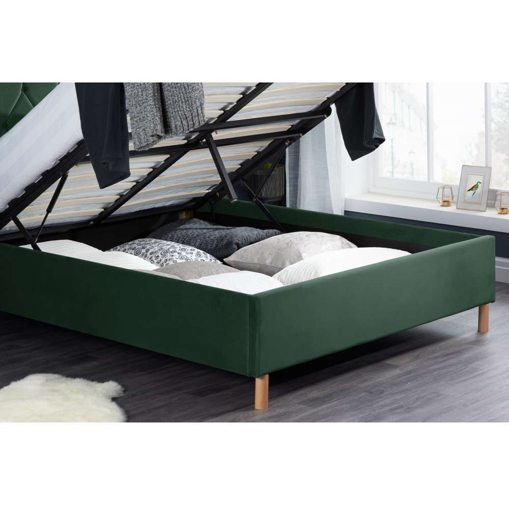 Loxley Double Green Fabric Ottoman Bed Image 6