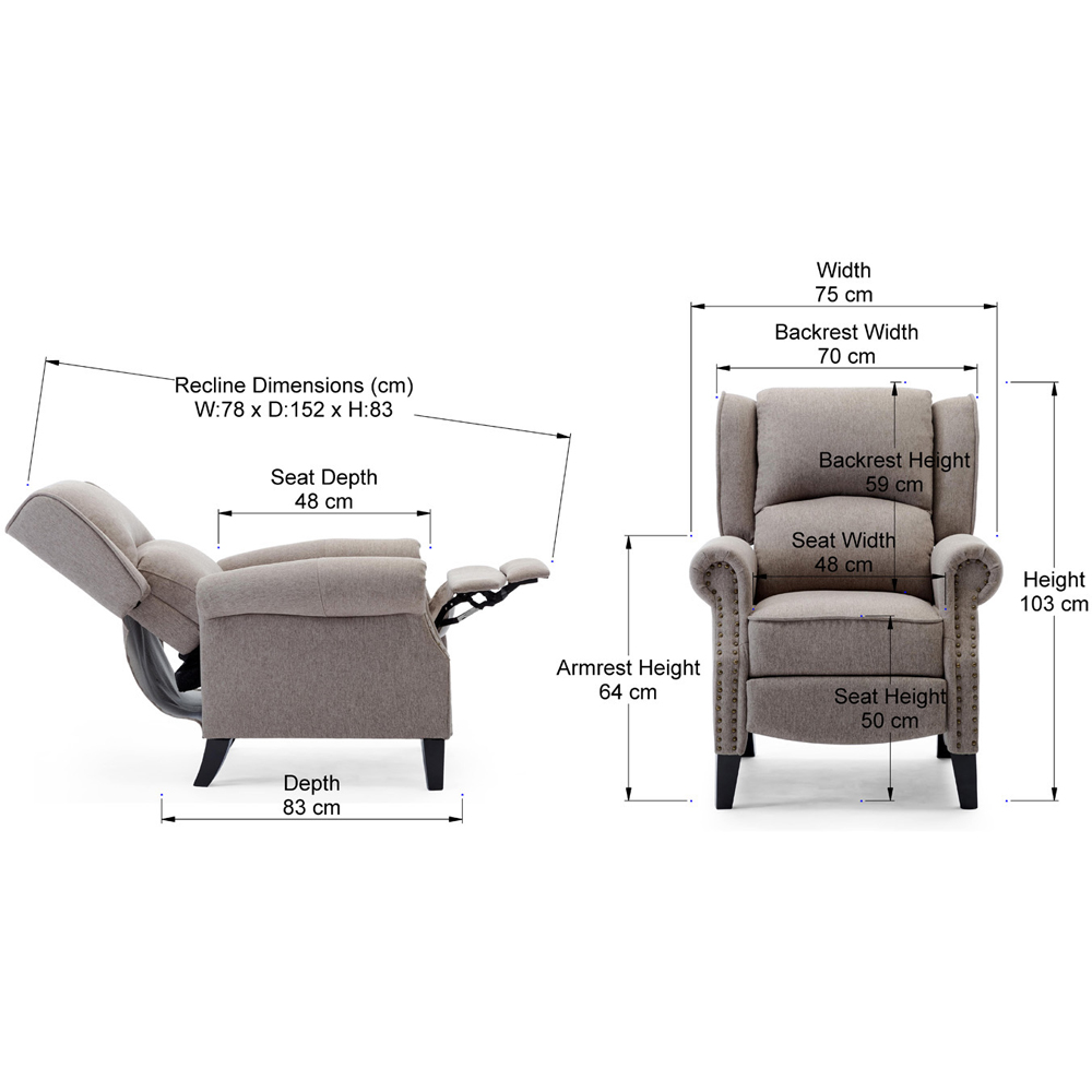 Furniture Online Charlotte Pumice Modern Pushback Recliner Chair Image 8