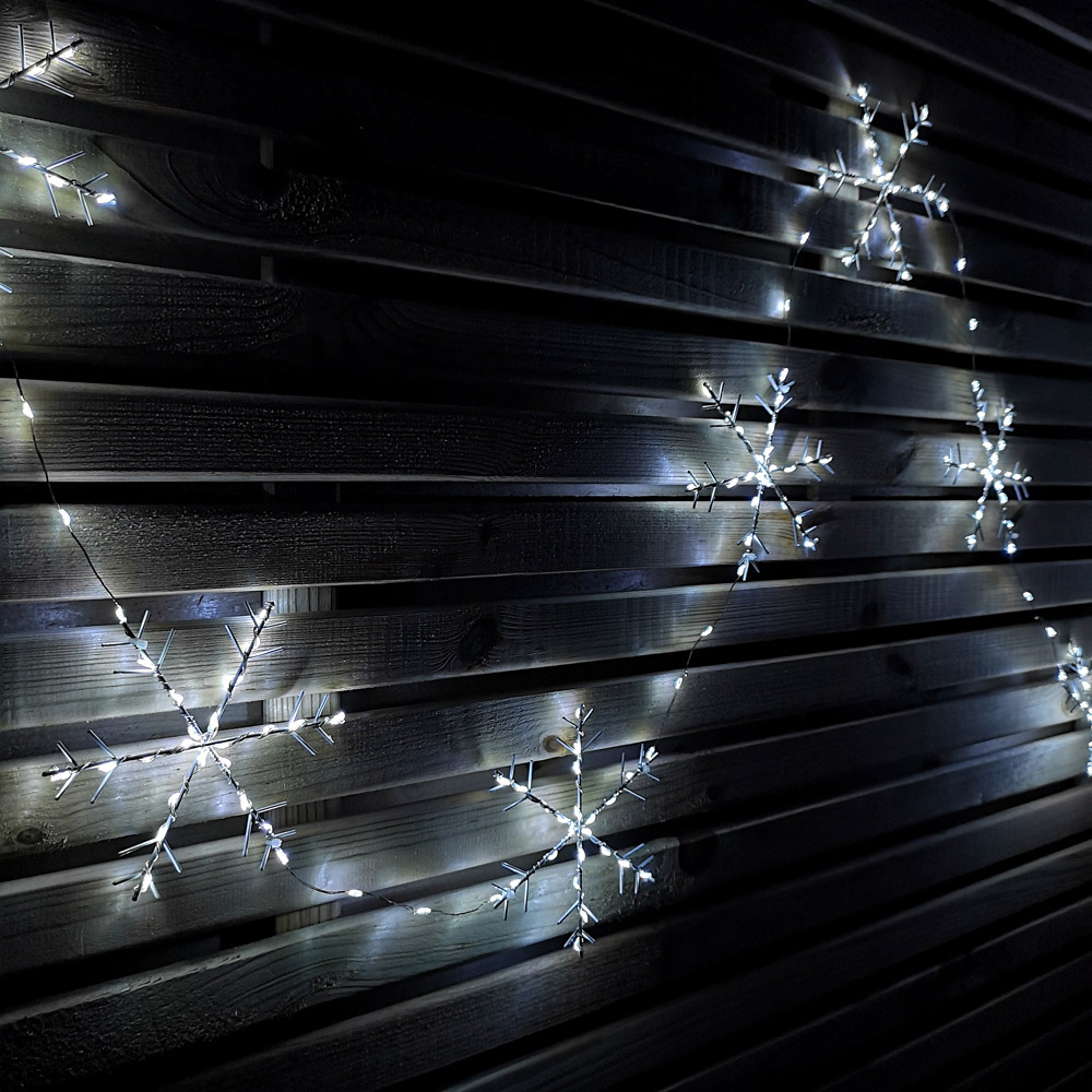 Samuel Alexander 258 White LED MicroBrights Christmas Snowflake String Lights Set of 10 Image 1