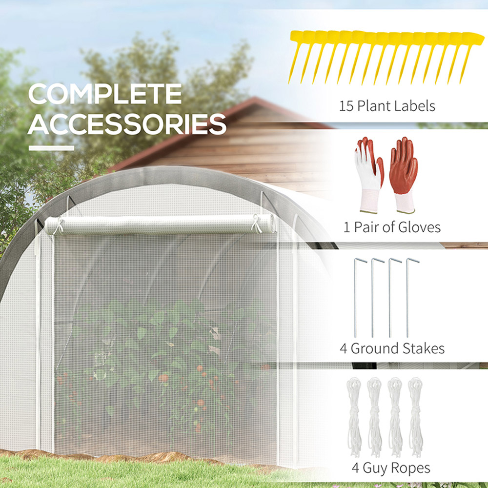 Outsunny White Plastic 9.8 x 19.3ft Walk In Polytunnel Greenhouse Image 4
