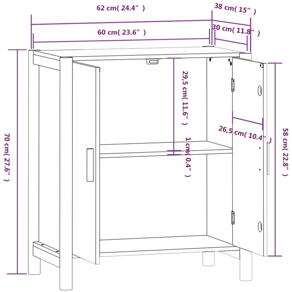 vidaXL 2 Door White Sideboard Image 9