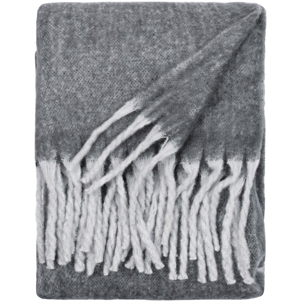 Furn Charcoal Cosy Woven Tasselled Throw 140 x 180cm Image 3