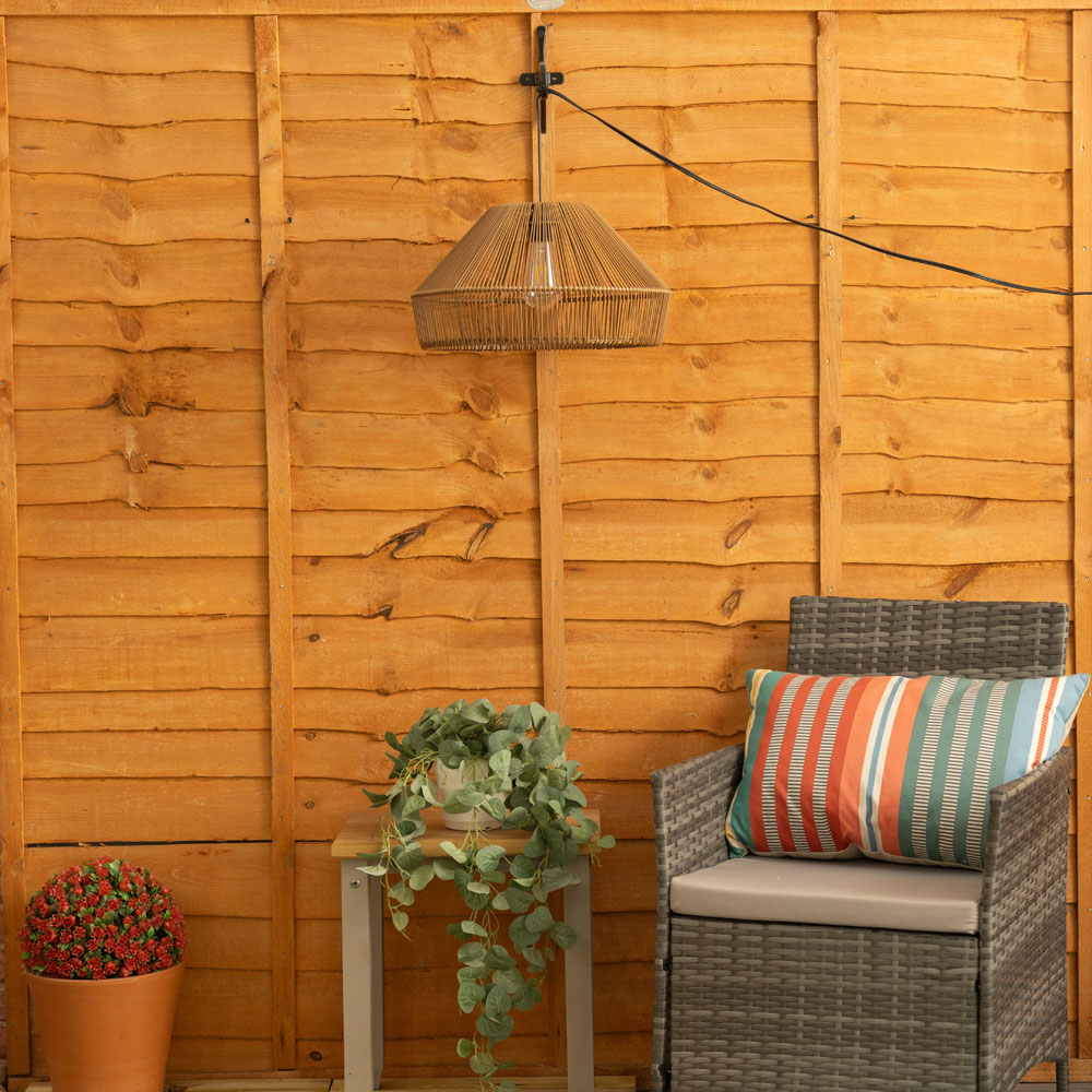 ValueLights Rattan Outdoor Solar Overhead Pendant Light Image 4