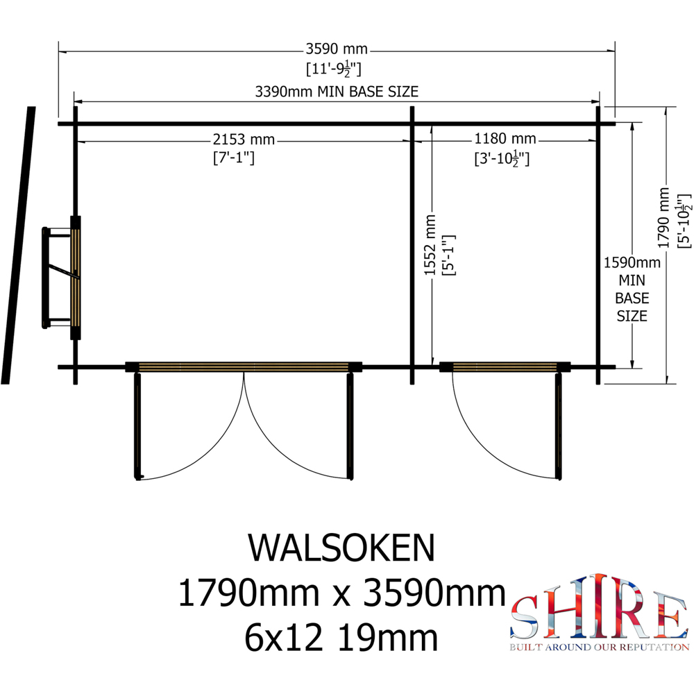Shire Walsoken 6 x 12ft Dual-Purpose Pent Garden Log Cabin with Integral Storage Image 7