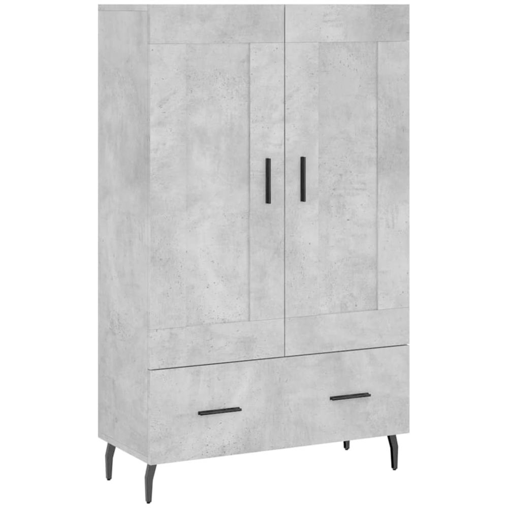 vidaXL 2 Wooden Door Single Drawer Concrete Grey Highboard Image 2