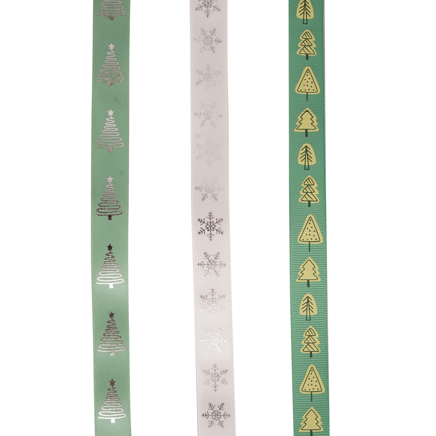 Pack of 3 Thin Sage Christmas Ribbons - Sage Green Image 2