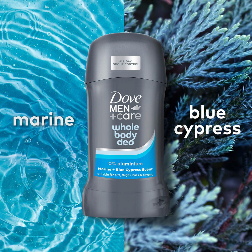 Dove Men+Care Whole Body Marine and Blue Cypress Deodorant Stick 50ml 6 Pack Image 3