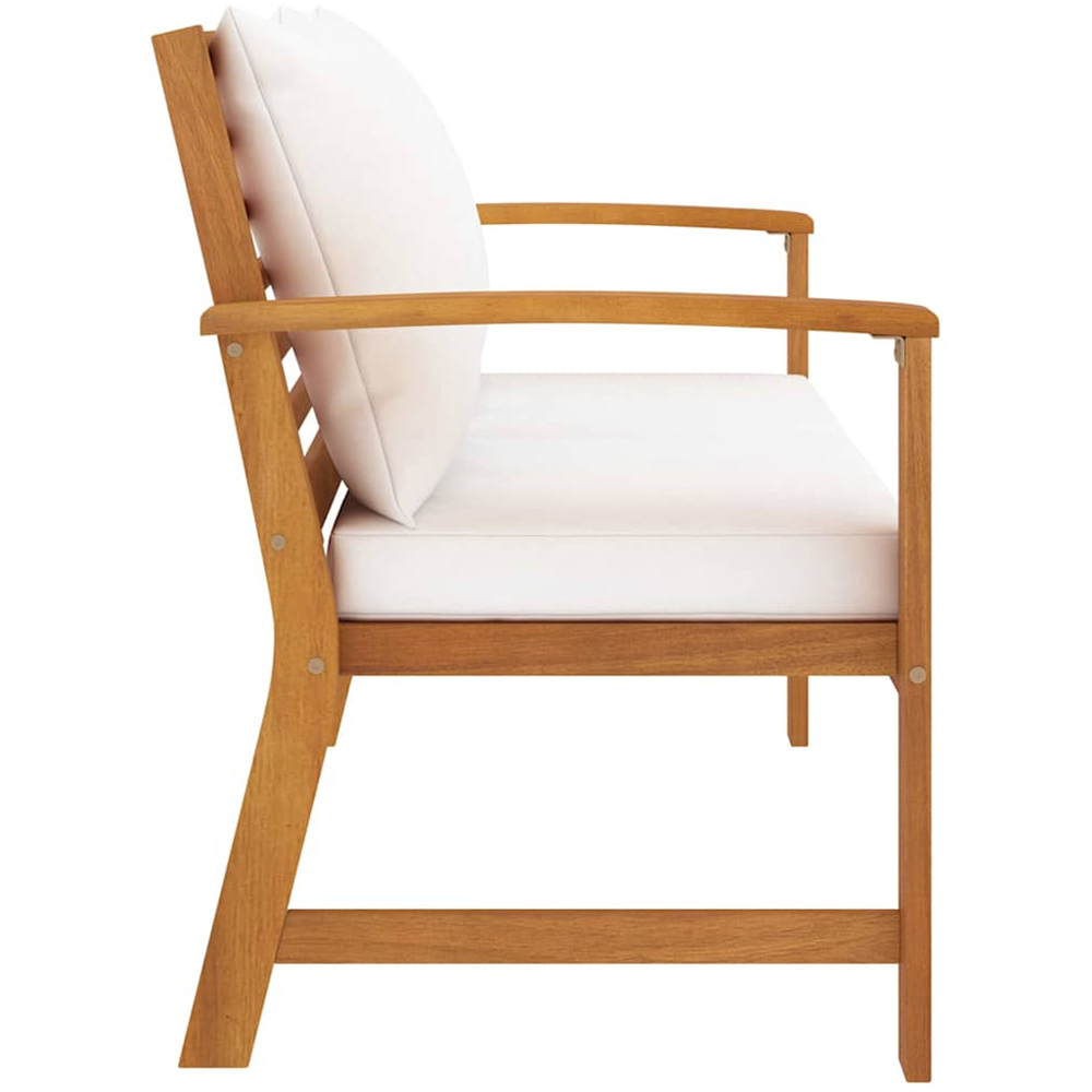 vidaXL 2 Seater Brown Solid Acacia Wood Garden Bench with Cushions Image 3