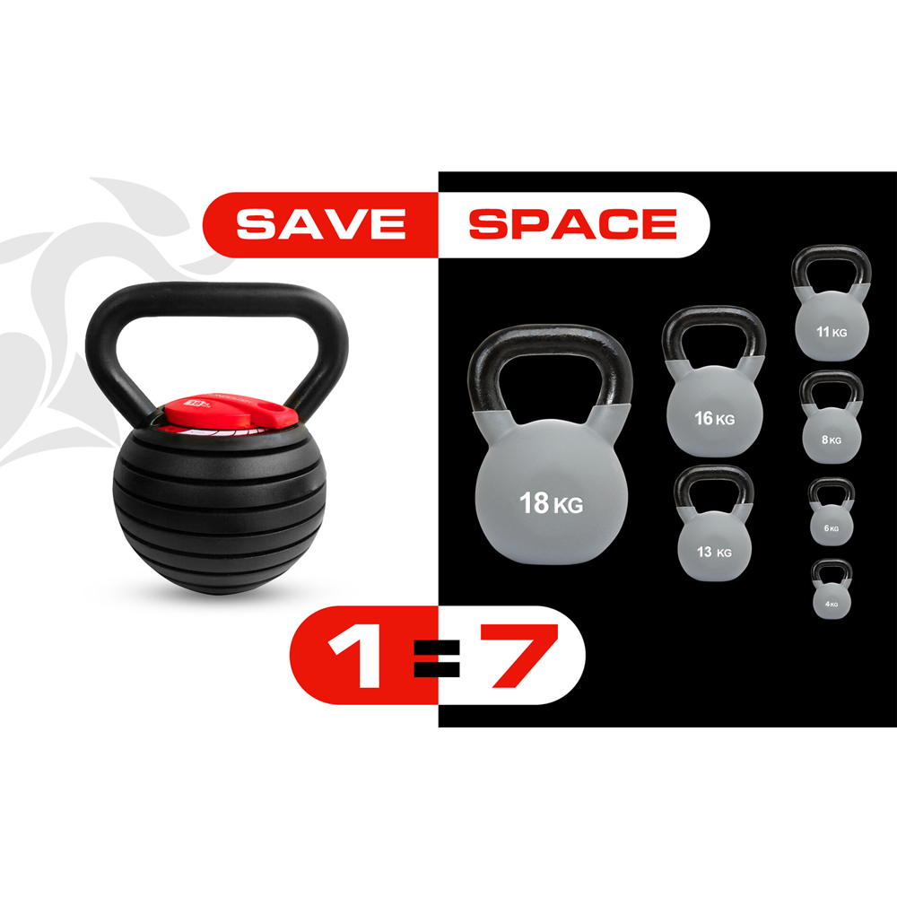 Strongology 7-in-1 Black and Red Adjustable Smart Kettlebell 18kg Image 5