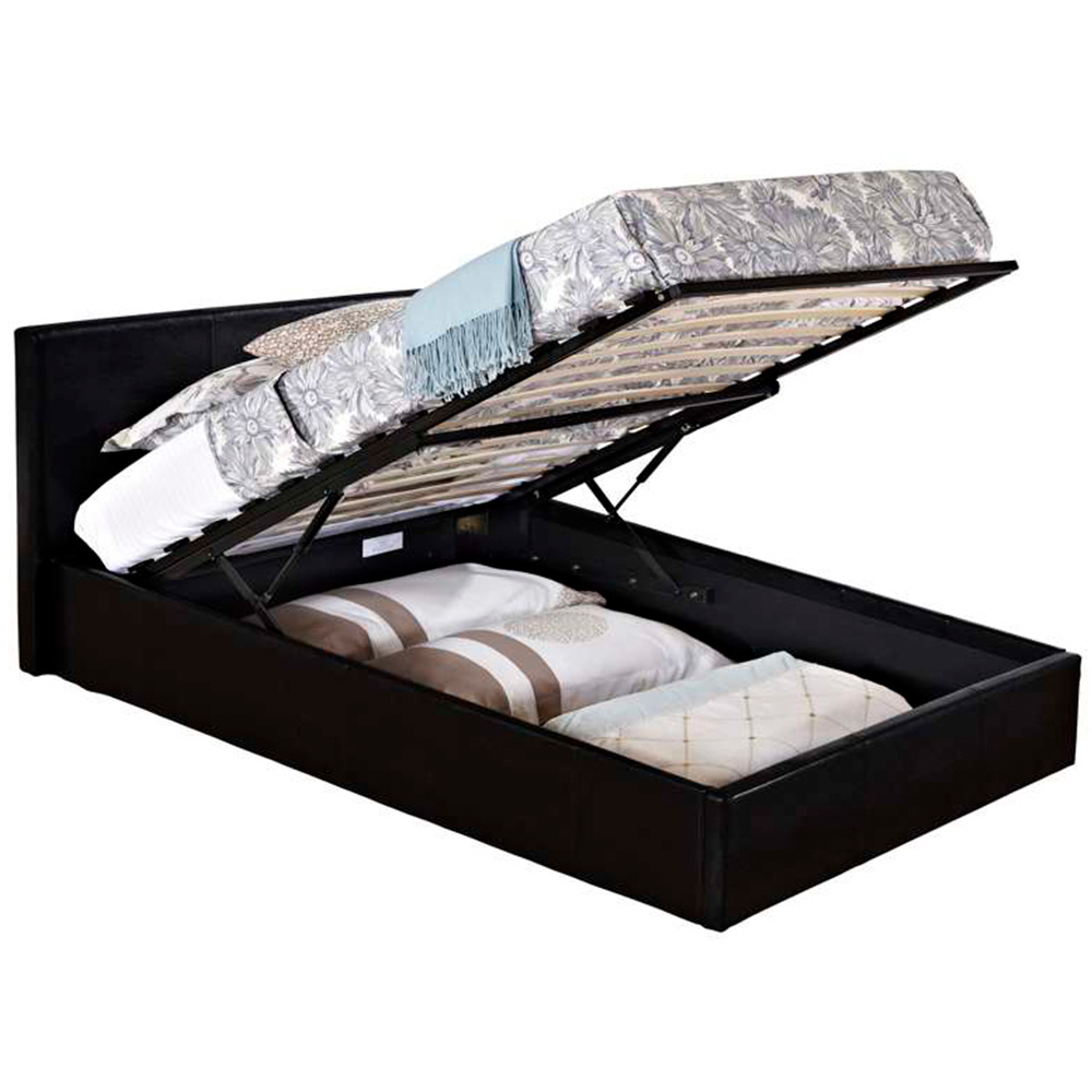 Berlin Single Black Faux Leather Ottoman Bed Image 5