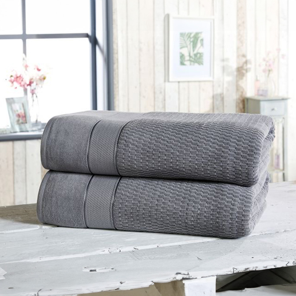 Rapport Home Royal Velvet Pure Cotton Grey Bath Sheet Set of 2 Image 2