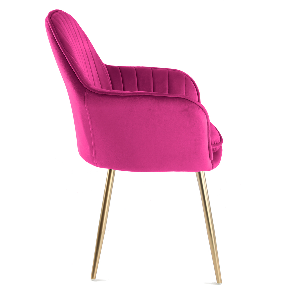 Pair of Muse Accent Chairs in Velvet Upholstery - Fuchsia Image 4