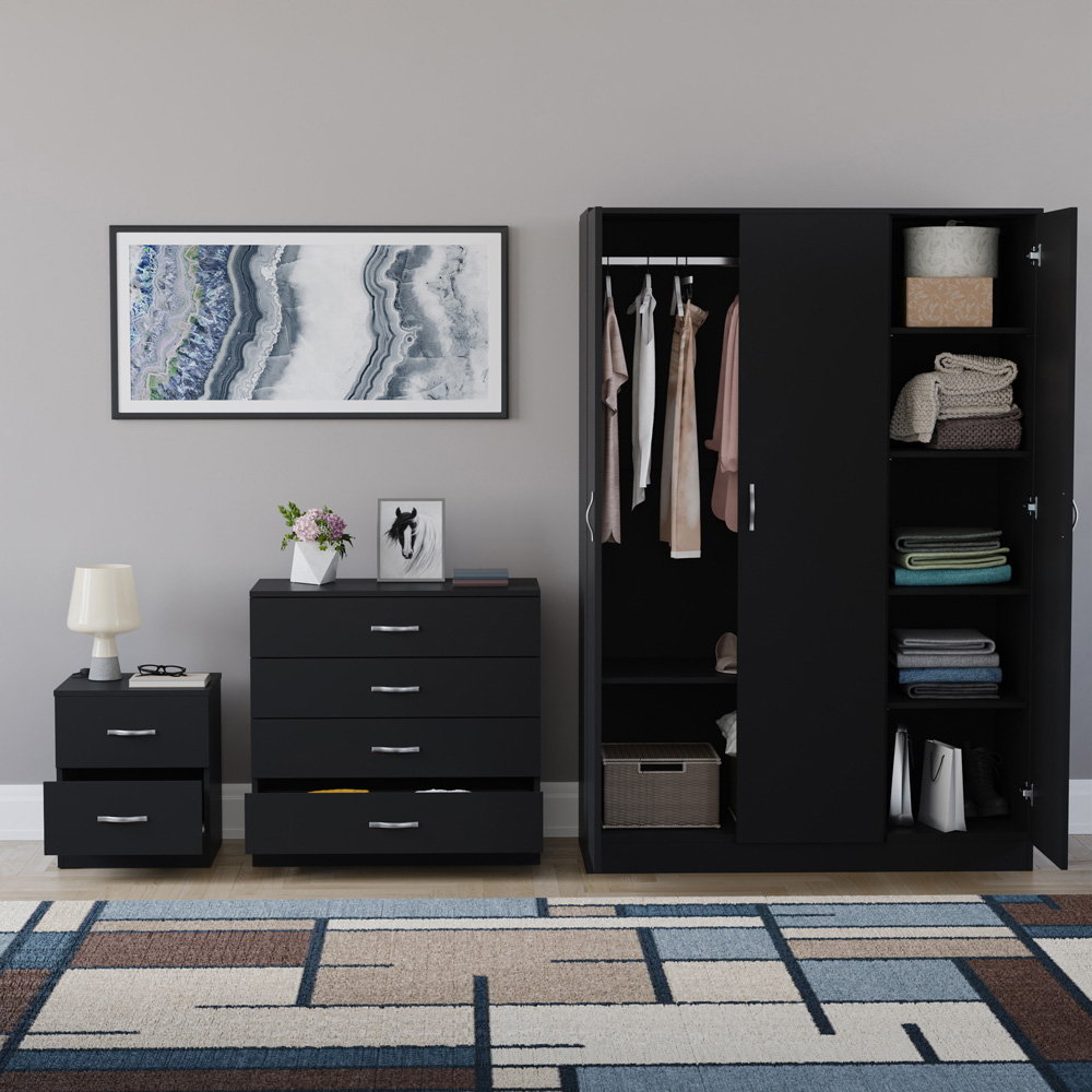 VIDA DESIGNS Riano Black 3 Piece Bedroom Furniture Set Image 3