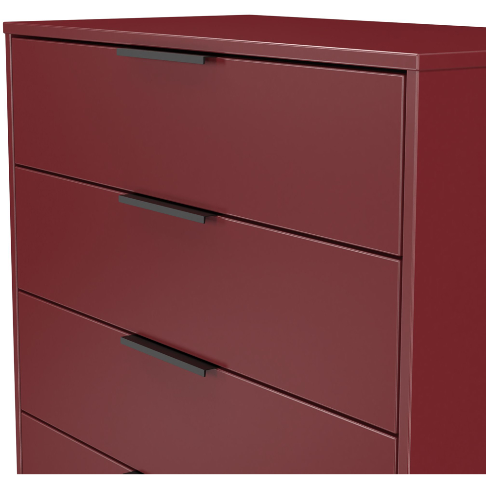 Crowndale Hong Kong 5 Drawer Red Matt Chest of Drawers Ready Assembled Image 5