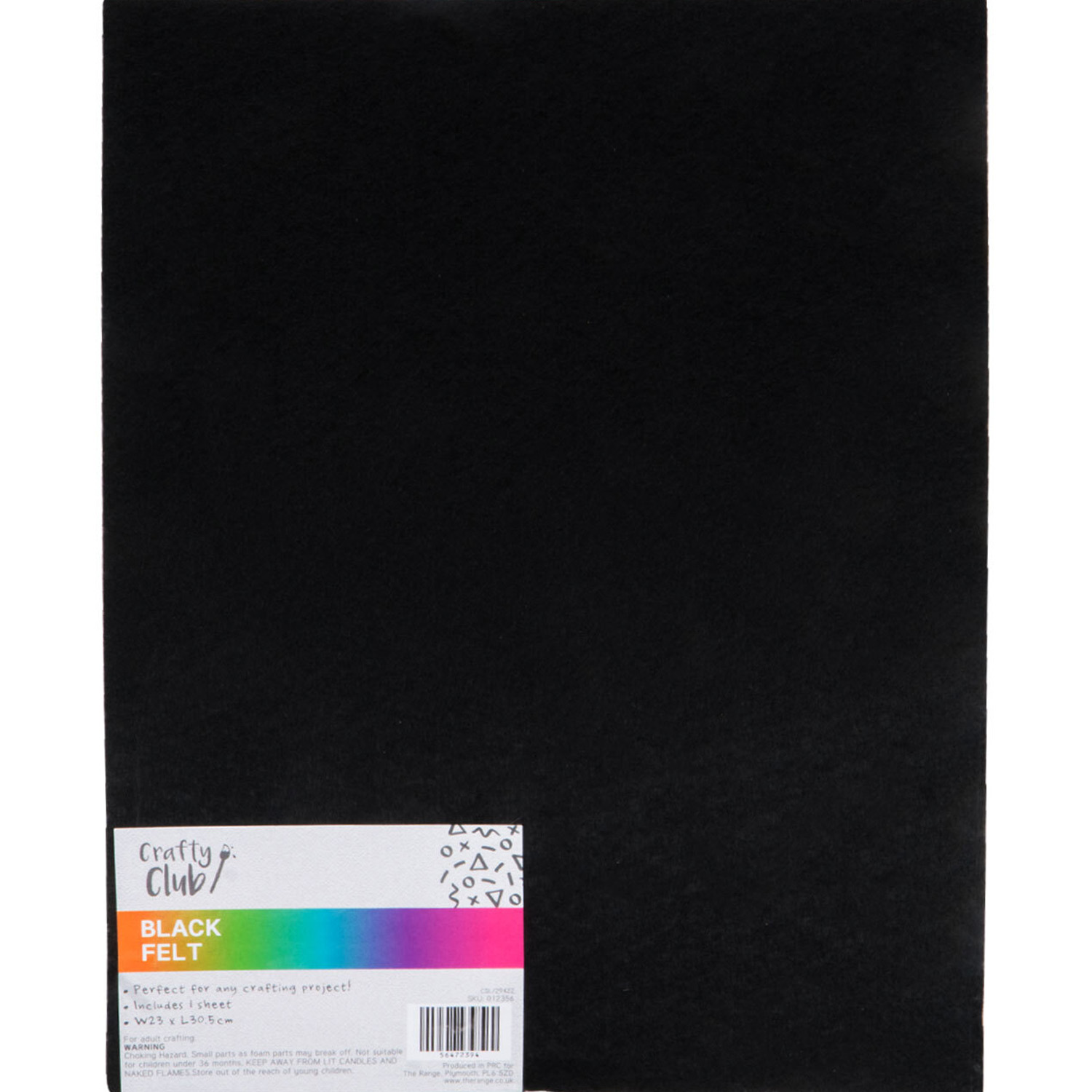 Crafty Club Felt Sheet - Black Image 1